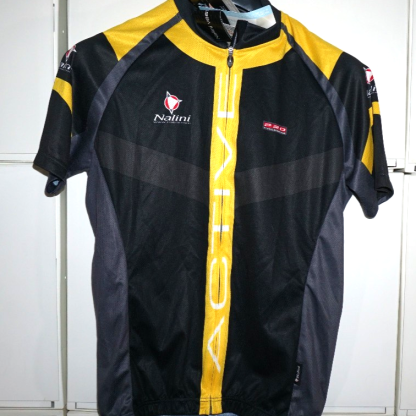 Nalini Bike Cycling Jersey Black Yellow Full Zip Short Sleeve Mens M