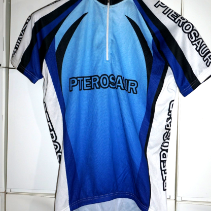 Pangolin Pterosaur Cycling Jersey Blue Short Sleeve 1/2 Zip Bike Shirt Mens M