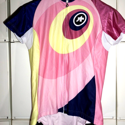 ASSOS Womens Cycling Jersey Pink Full Zip Short Sleeve Bike Shirt Size XL