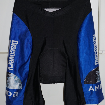 Discovery Channel Team Cycling Shorts AMD Black Blue Padded Bike Shorts L