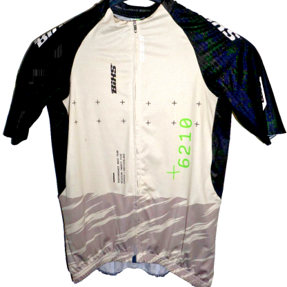 Q36.5 Cycling Jersey Beige Black Aero Race Fit Full Zip Short Sleeve Men's L