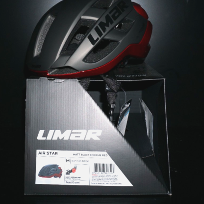 Limar Air Star Cycling Helmet Matte Black Chrome Red Size M LED Light NIB