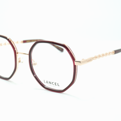 Authentic LANCEL LA90066 C03 Eyeglasses Frame Gold / Burgundy Luxury