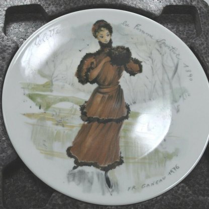 LIMOGES FRENCH COLLECTORS PLATE FR GANEAU 1976 COLETTE LA FAMME SPORTUE 1890
