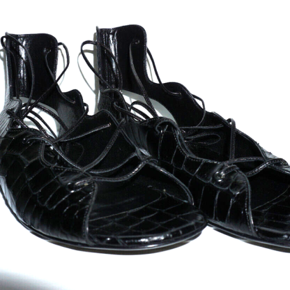 NEW SAINT LAURENT LEATHER BLACK HEELS SHOES WOMEN SIZE 38