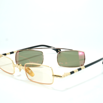 PHILIPPE V X2 GOLD EYEGLASSES FRAME W/ CLIP-ON SUNGLASSES