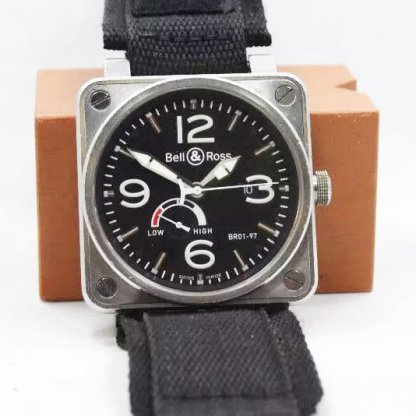 Bell & Ross Aviation BR01-97 Power Reserve Automatic Mens Strap 100% Authentic